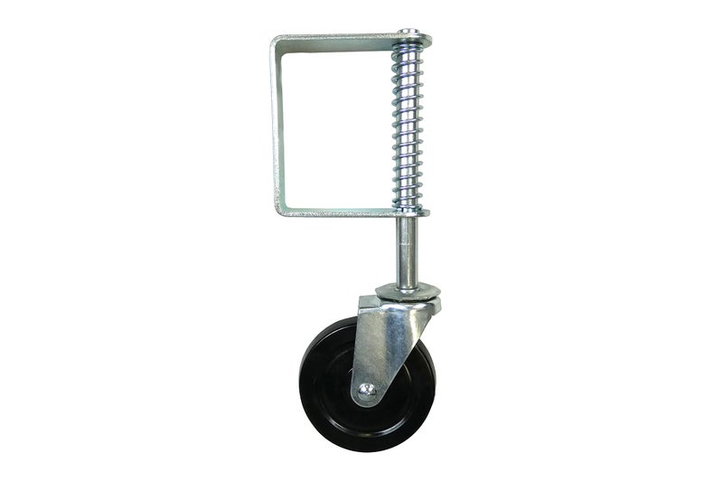 Shepherd Hardware 8735 Hard Rubber Spring Gate Caster with Universal Mount, 5-Inch Wheel, 220-lb Load Capacity, Black - Image 2